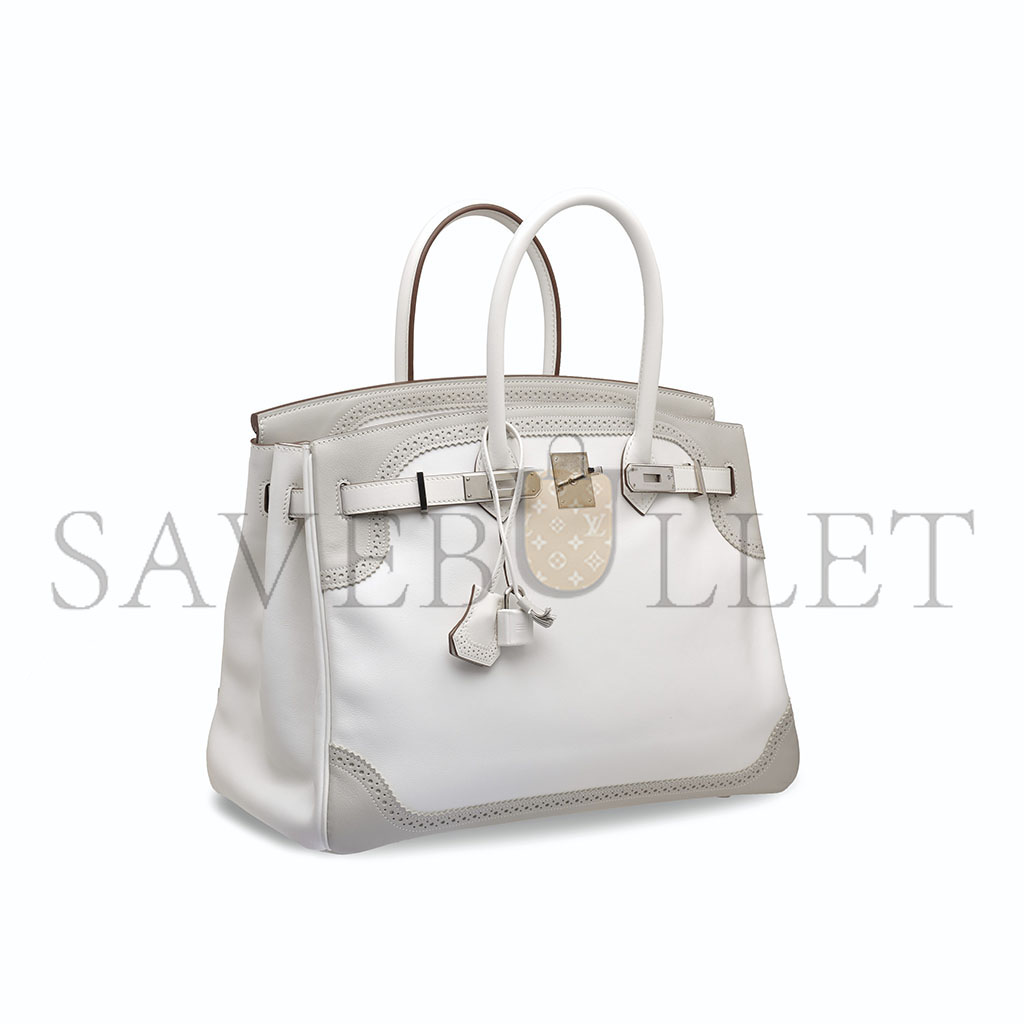 H**mes birkin 30 swift white and grey with silver buckle 321877 (30*22*15cm)